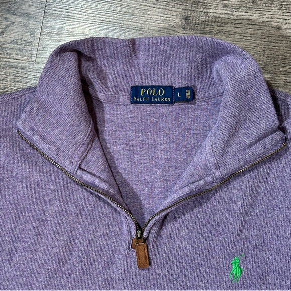 Men’s RALPH LAUREN POLO Heather Purple 1/4 Zip Up Pullover L - Picture 3 of 7